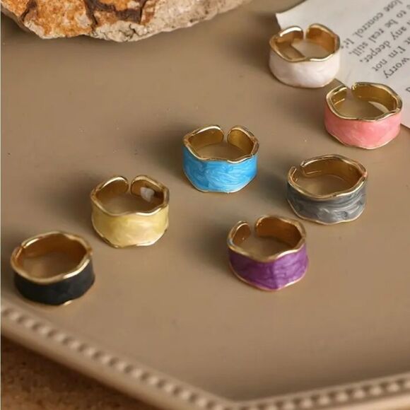 Adjustable Multicolor Enamel Ladies Rings - Picture 7 of 12